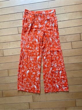 NAF NAF Orange Floral Wide-Leg Pants
